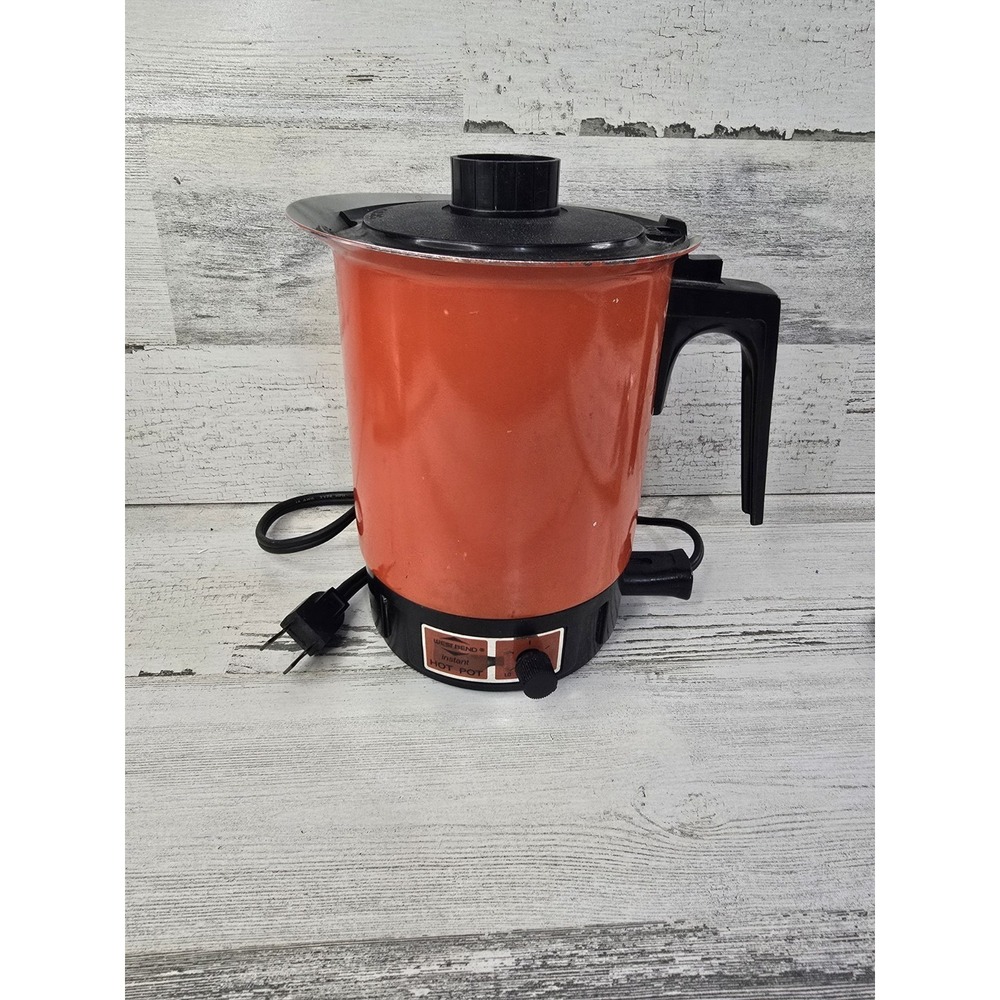 Vintage West Bend Instant Hot Pot 3253 Orange Electric Kettle 36oz 600W USA MCM